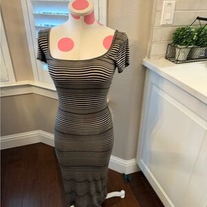 Billabong Lightweight Striped T-Shirt Dress Stretch Bodycon Maxi Small